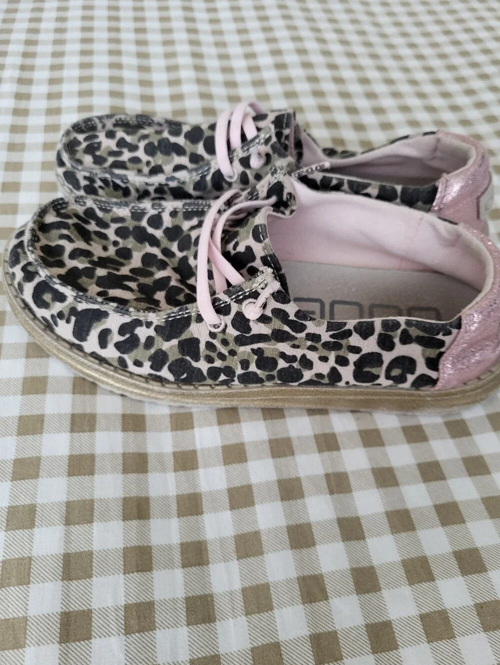 Hey Dude Wendy Youth Leo Nut Slip-on Shoes Featuring Leopard Print Canvas
